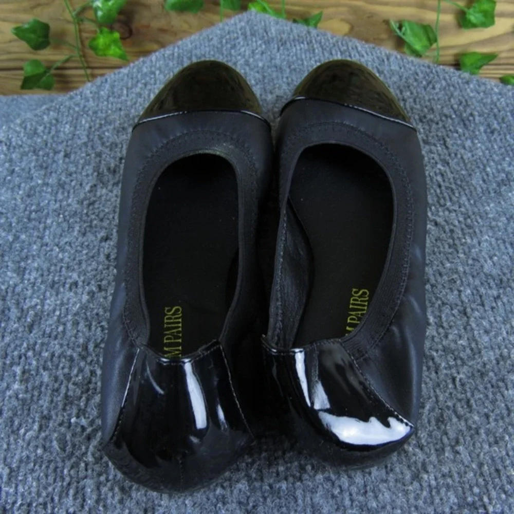 Dream Pairs Women's 7 Black Synthetic Ballet Flats Cap Toe Comfort Slip-On Shoes